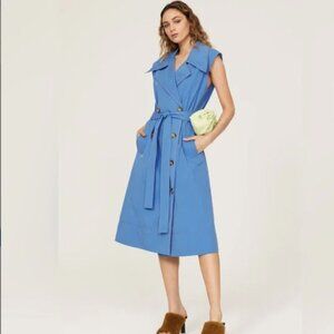 REJINA PYO Blue Double Breasted Sleeveless Astrid Trench Dress Size 10